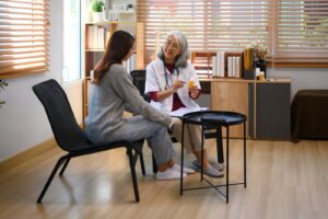 Illustrative stock photo: Representative psychiatric consultation in an office